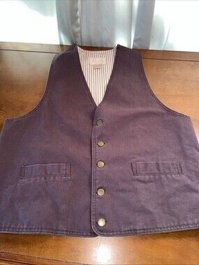 Scully Vintage Western Wear Rider Wear Vest Brown Cotton Size L Striped Liner